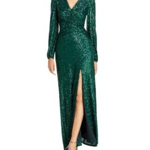 Aqua Shimmering Green Long Sleeve Dress